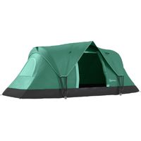 Kampeertent voor 5-6 personen, familietent, lamphaken, zijvakken, 4,55 x 2,2 x 1,8 m, groen/zwart