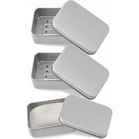 QORVA-3pc Boîte à Savon en Aluminium, 3 Porte Savons avec égouttoir , Boite Metal, pour la Maison ou Les Voyages