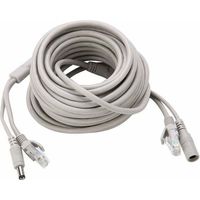 Câble réseau et alimentation combiné de 15 m avec connecteurs, rallonge pour caméra de surveillance, compatible avec adaptateur 12 V 2 A