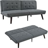 Sofa-lit en futon pliant, canapé-lit de 146 cm avec couette à dos réglable 5 fois, sofa-lit moderne pour petites pièces, Gästebett & Wohnzimmer, Gris
