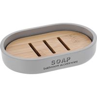 Porte savon polyresine - gris clair bambou - Tendance