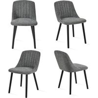 Upholstered Modern dining chalrs with ergonomic backrests and wooden legs, Style and comfort combined - Set of 4 - Grey/Green