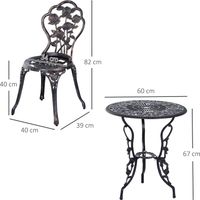 Salon de jardin pour 2 personnes : table + chaise, bronze