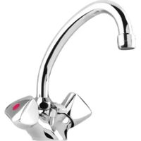 Mezclador de lavabo con cabezal cerámico y desagüe automático de ABS.