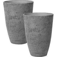 Set di 2 vasi tondi polvere di pietre per interno ed esterno grigio 35 x 35 x 50 Camia