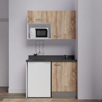 Kochnischen K07L - 120 cm - Holz - Nero - Spüle rechts
