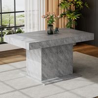 Table à manger extensible automatique 140-180 cm avec rangement, finition béton