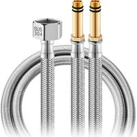 Tuyau D'EntréE D'Eau De Robinet Bassin De LéGumes AntidéFlagrant Tuyau D'Alimentation En Eau Chaude Et Froide Accessoires De Tuyau à Pointe TresséE En Acier Inoxydable 304 (2 PièCes)