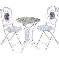 Set de table mosaïque Frigole rond 60 cm et 2 chaises