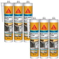 SIKA Sikaseal-180 Badezimmer & Fliesen Silikon-Dichtmasse - Weiß - 300ml - 6er-Set