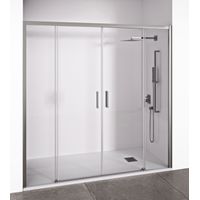 Vordere Duschvibe 2 Schiebeblätter + 2 fest ohne niedrigeres Profil – Transparent – Gehärtetes Glas 6 mm Anti-Kalk – Glänzendes Silberprofil – Anpassungsfähige Breite 185–190 cm – Höhe 195 cm – EIRE