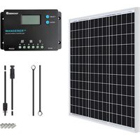 Renogy Kit Solare 50W 12V con Pannello Solare, Regolatore di Carica PWM LCD 10A 12/24V, Cavi di Collegamento e USB 5V - Per Camper, Barche, Rimorchi e Sistemi Off-Grid
