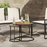 vidaXL Coffee Table Set 2 pcs Natural and Black 55 x 55 x45 cm