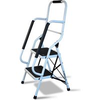 Escabeau Bm Médical ESC-2-MC avec main courante, 2 marches - Échelle multi-usage Bricolage intérieur et à l'extérieur
