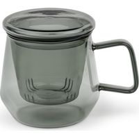 Bredemeijer Tazza de tè de 350 ml con filtro de tè de vetro e coperchio de vetro - Tazza de tè de per 1 tazza de tè sfuso, colore nero trasparente