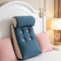 Coussin de dossier, coussin de canapé, avec soutien cervical et poches latérales, adapté aux têtes de lit et aux baies vitrées (bleu)