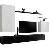 Wohnzimmermöbel-Set aus der SWITCH II Kollektion, Design in glänzendem Weiß und Schwarz.