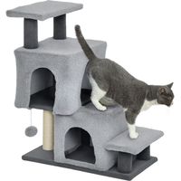 Échelle chat 4 marches réglable niches griffoir balle grise meuble animaux chat chien accès canapé lit confort multifonction