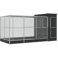 Vidaxl – Volière en acier galvanisé 416x203x216 cm – Grille 1x1 cm – Porte verrouillable – Grand espace pour oiseaux et petits animaux