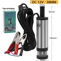 Silver 12V Submersible Pump for Water Diesel Pumping, 38mm Fuel Pump, Oil, Water, Electric Submersible Pump, DC Petrol Pump, Diesel Pump
