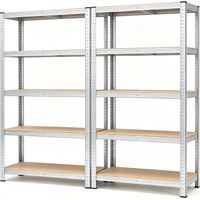 Songmics – Lot de 2 étagères de rangement réglables 5 niveaux – Métal argenté 40 x 90 x 180 cm – Charge 875 kg – Montage sans vis – Pour garage et entrepôt
