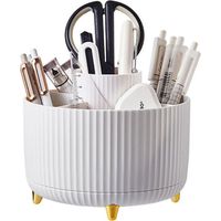 JOYBOS Organizador de maquillaje giratorio con 5 ranuras, plástico, 15x15x13 cm - Blanco
