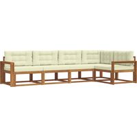 vidaXL Outdoor Sofa Set with Cushion 5 pcs Natural and Cream