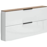 Scarpiera Bianca 2 Ante 160x19x80 cm con Top in Rovere