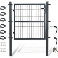 Randaco Gartentor Metall Gartentür robust langlebig Zauntor Verzinkt Einzel Wellengitter Zauntür Anthrazit (100x100cm)