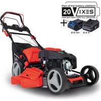Scheppach Tondeuse à gazon hybride MS225-53E – Moteur 4 temps 224 cm3 / 6 CV – 4400 W – Largeur de coupe 53 cm – Démarrage électrique – Bac 65 L – Batterie, chargeur, huile inclus