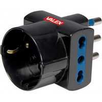 Adattatore triplo presa bipasso a 1 Schuko e 2 bipasso nera 16A VALEX 1140030