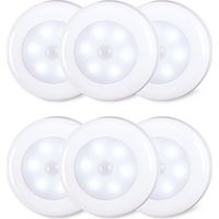 Confezione da 6 luci LED con sensore di movimento da 8 cm per interni, alimentate a batteria AAA, adesive per scale, sottopensili, armadi, bianco freddo