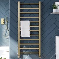 Brushed Brass 800 x 500mm Heated Bathroom Towel Rail Warmer Ladder Radiator