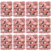 12 Stück Blumenwandpaneel Kunstrosen Künstliche Blume Blumenhintergrund, Blumenwandhintergrund für Party Hochzeit Brautdusche Babyparty Weihnachten Heimdekoration, 60 X 40cm (Schaumig Rosa)