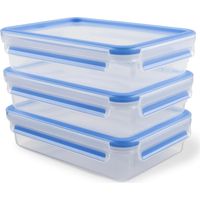 Emsa, Set Contenitori Salvafreschezza Clip&Close 3x1.2Litri, Contenitori Ermetici per Alimenti, Contenitori Plastica Rettangolari con Chiusura Ermetica e Coperchio, Contenitori Pratici e Trasparenti
