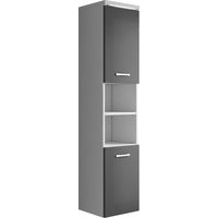 Badplaats Colonna Bagno Paso 35 x 35 x 160 cm – Grigio Lucido – Colonna Sospesa con 2 Ante