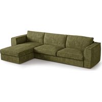 Canapé d'angle gauche places en tissu tramé toucher doux vert vintage
