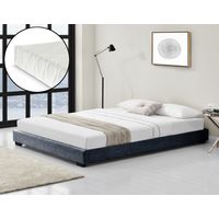 Corium Struttura Letto Imbottito con Materasso a Schiuma Fredda 180 x 200 cm Letto Matrimoniale con Rivestimento in Tessuto con Materasso Anallergico - Grigio Scuro