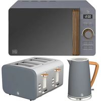 Swan Nordic Slate Grey 1.7L Kettle, 4 Slice Toaster & 20L Digital Microwave Set