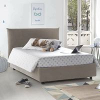 Talamo Italia Letto piazza e mezza Ornella, Letto contenitore con rivestimento in tessuto, 100% Made in Italy, Apertura frontale, adatto per materasso Cm 120x190, Tortora, con imballo rinforzato