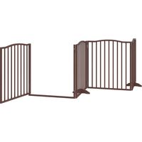Barrière de sécurité pour chien animaux de compagnie avec porte pliable 6 panneaux bois peuplier marron