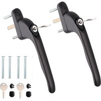 Set mit 2 abschließbaren weißen Aluminium-Fenstergriffen für UPVC-Fenster mit Schlüssel für 10/15/30/40/50 mm Mehrfachstifte, schwarz
