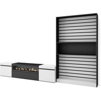 Skraut Home - Mobile Soggiorno TV, Parete Attrezzata Soggiorno, 310x186x35cm, Per TV fino a 80", Camino elettrico, Stile moderno, Bianco e nero