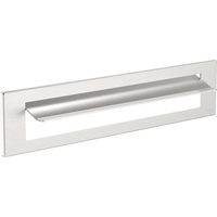 Entrée boite aux lettres - Décor : Satiné - Dimensions : 340 x 75 mm - Entraxe : 310 mm - Epaisseur : 7 mm - Matériau : Inox 304 - Ouverture : 280 x 53 mm - ITAR