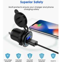 Schneller USB-Kfz-Ladeadapter mit zwei QC3.0-USB-Anschlüssen, 5 V, wasserdicht, mit digitaler LED-Voltmeteranzeige für Motorrad, Wohnwagen, LKW, Boot und mehr
