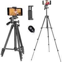 Trépied pour appareil photo, trépied pour iPhone, avec support pour téléphone portable et télécommande Bluetooth, trépied pour iPhone, Samsung et mini-trépied pour smartphone.