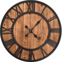 Vidaxl – Horloge murale vintage à quartz 60 cm – Cadre en métal robuste – Cadran en bois avec chiffres romains – Décoration intérieure élégante
