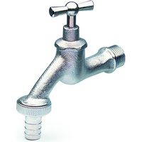 Sandgestrahlter, verchromter deutscher Gartenhahn mit Schlauchhalter APM 070CS 01520 1/2" x 3/4"