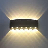 Applique da parete moderna a LED nera da 12 W per interni, applique da parete in alluminio, faretto con luce su e giù per soggiorno, camera da letto, corridoio, scale, vialetto (bianco caldo) [classe