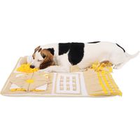 lionto Schnüffelteppich für Hunde, Intelligenzspielzeug & Futterspielmatte, rutschfest & pflegeleicht, 70x60 cm, gelb/braun